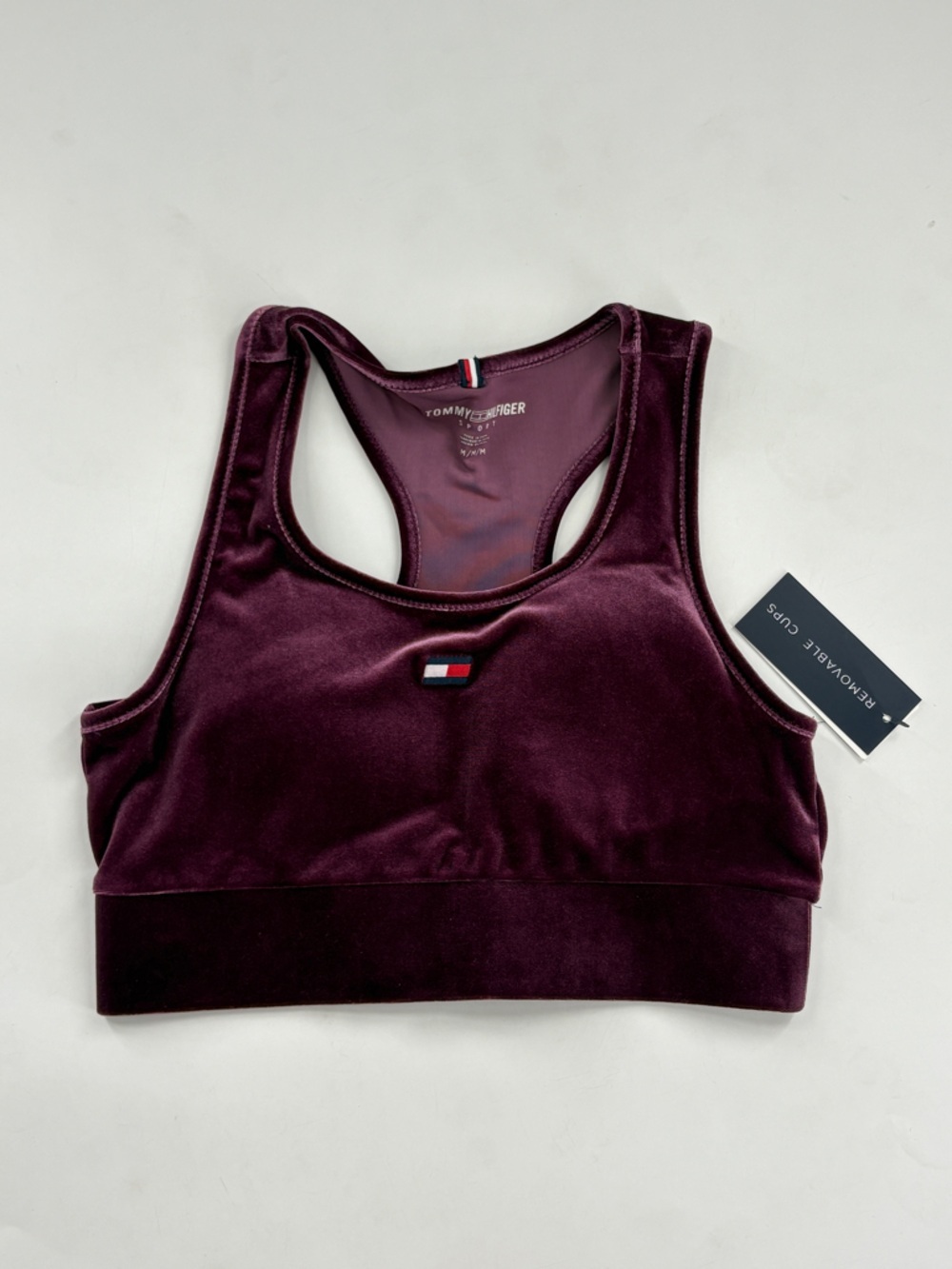 Tommy Hilfiger Velvet Racerback Sports Bra - Plum